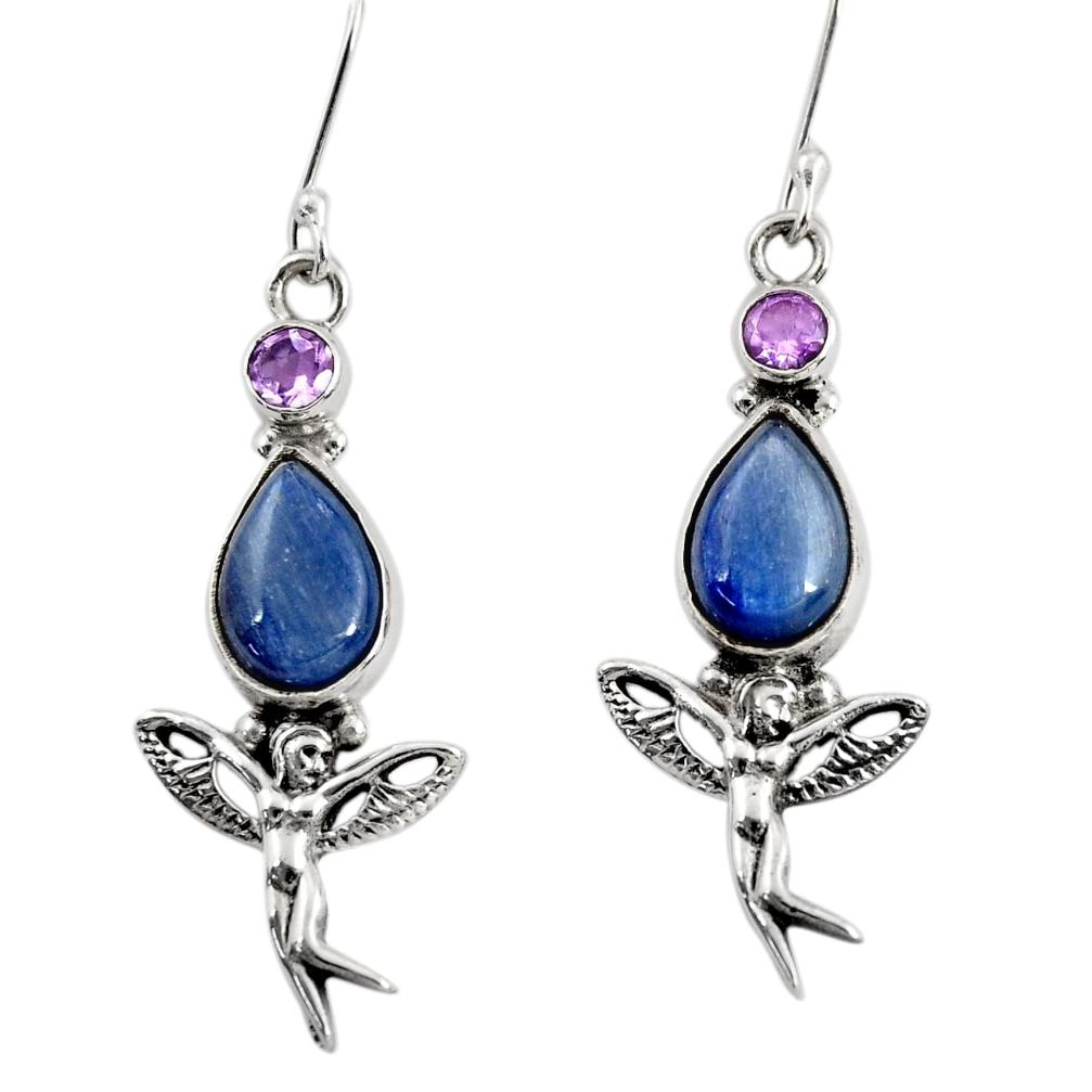 blue kyanite 925 silver angel wings fairy earrings d40495