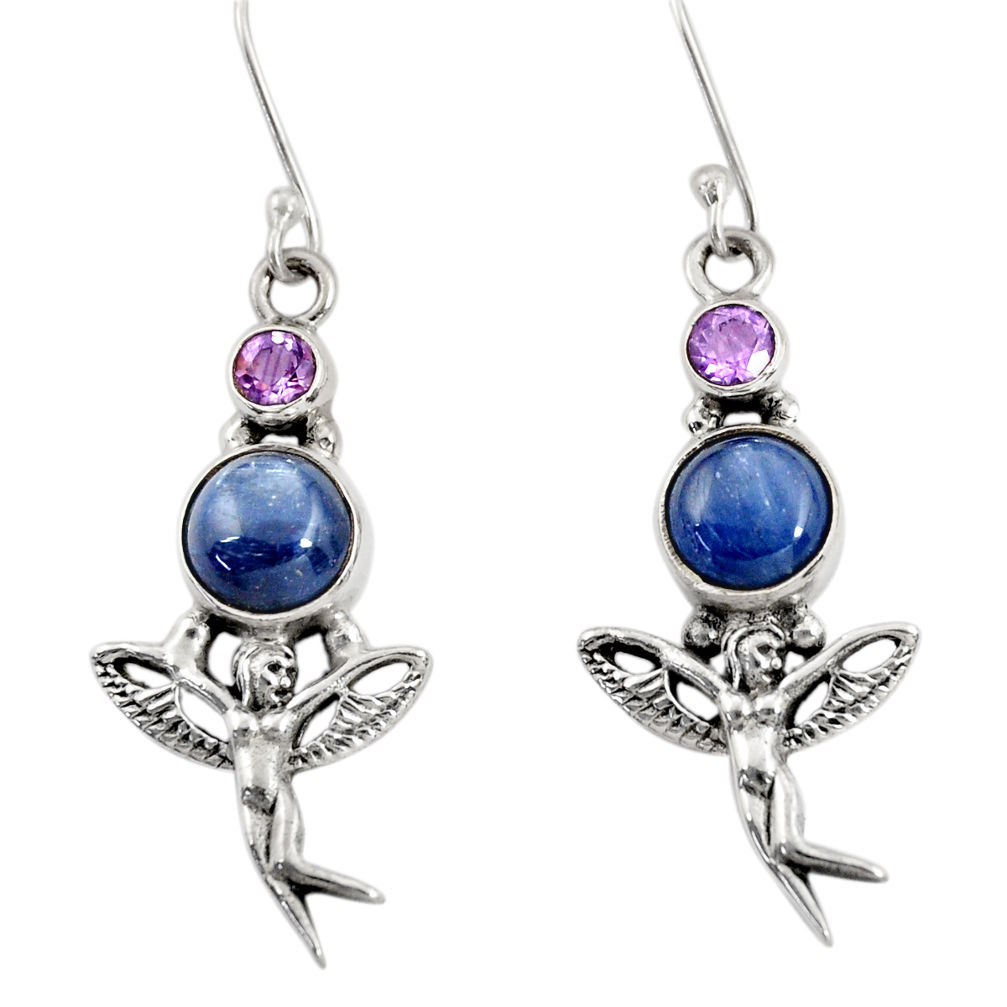 blue kyanite 925 silver angel wings fairy earrings d40496