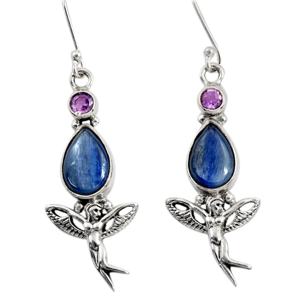 blue kyanite 925 silver angel wings fairy earrings d40498