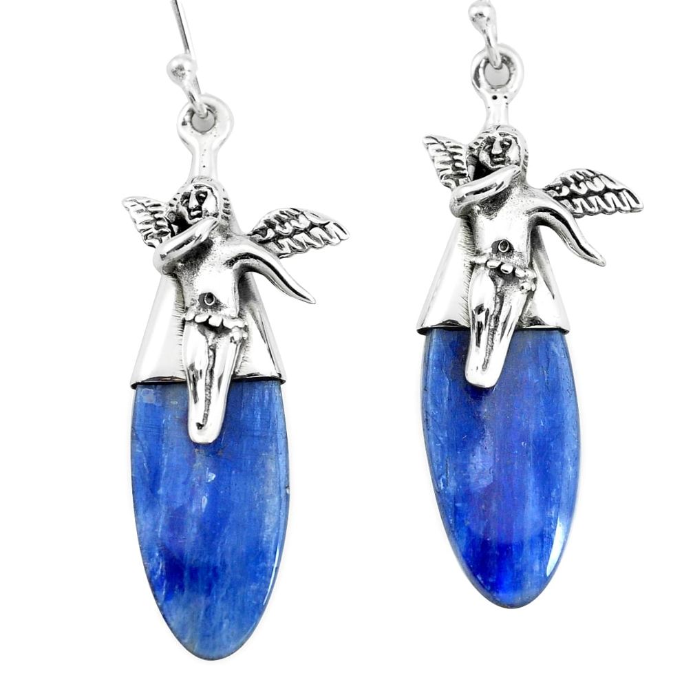 blue kyanite 925 silver cupid angel wings earrings p66410