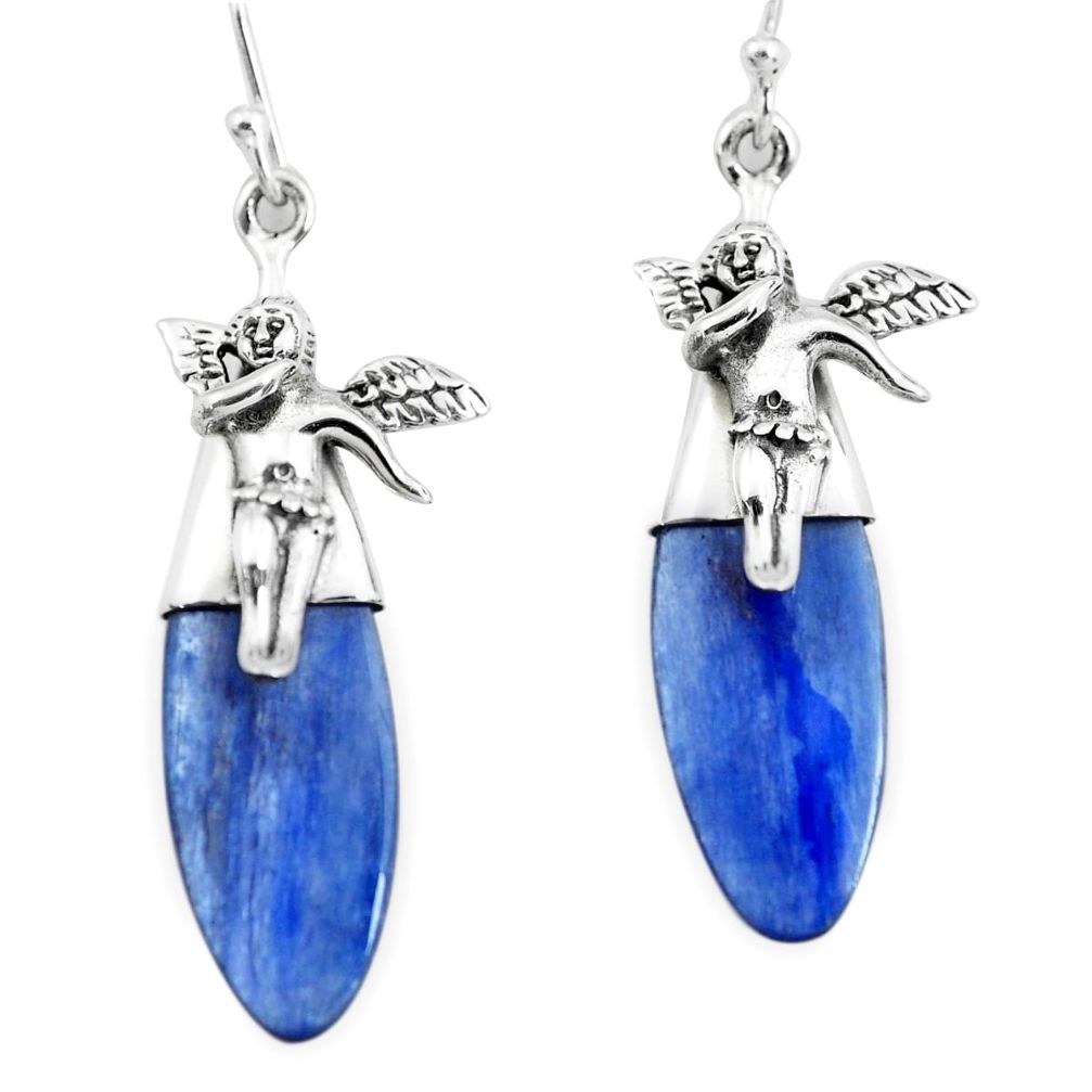  blue kyanite 925 silver cupid angel wings earrings p66416