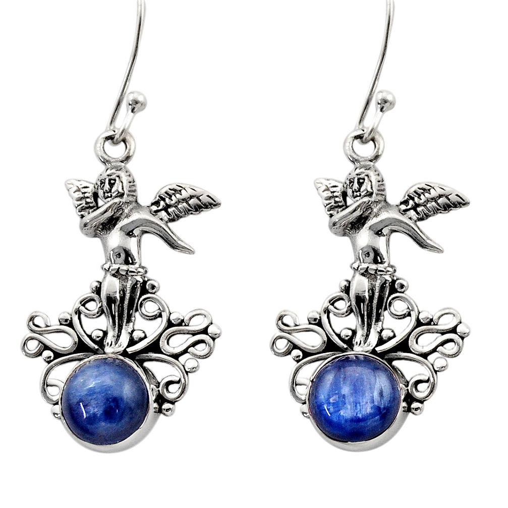 6.48cts natural blue kyanite 925 sterling silver angel earrings jewelry d40828