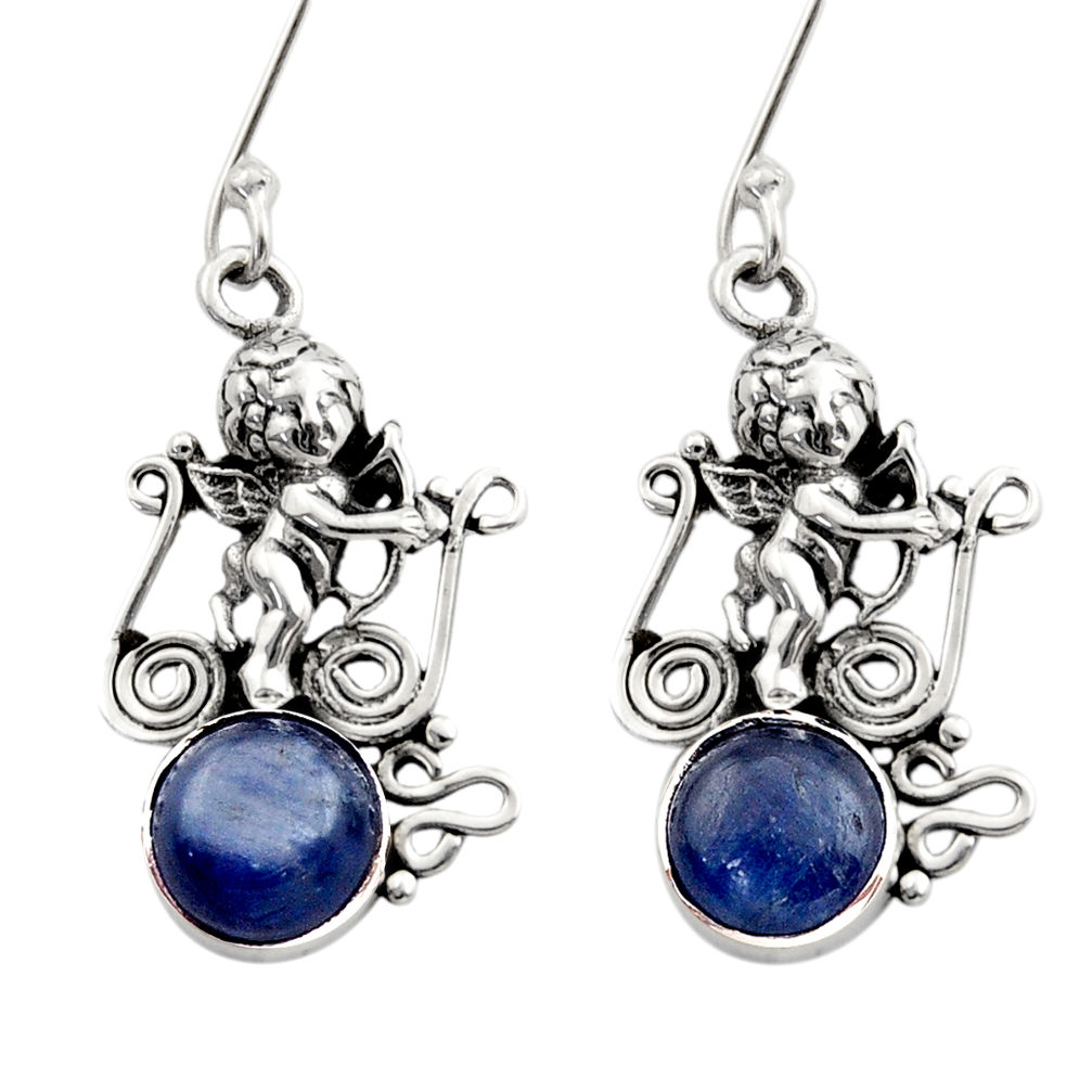 6.62cts natural blue kyanite 925 sterling silver angel earrings jewelry d40832