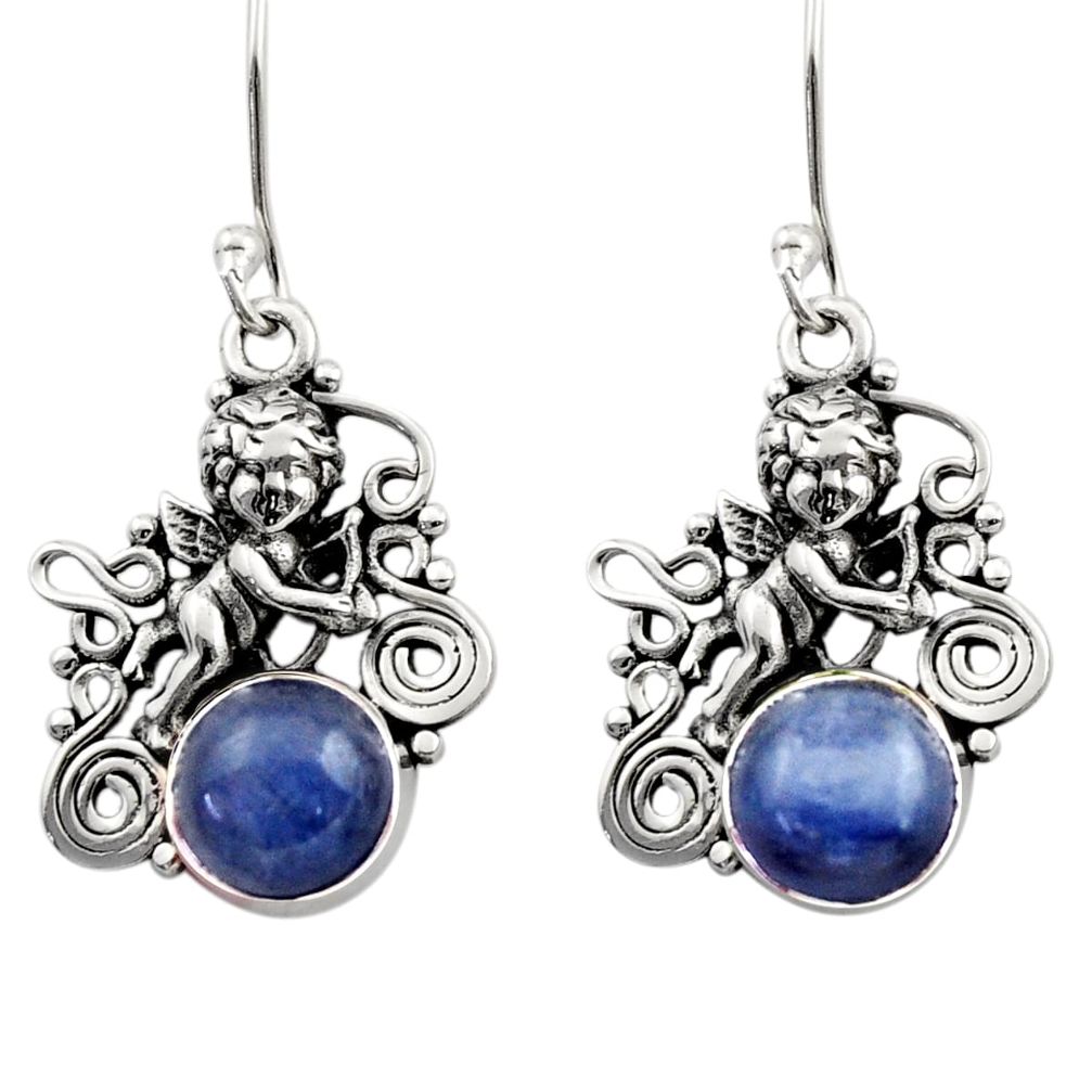 6.46cts natural blue kyanite 925 sterling silver angel earrings jewelry d40837