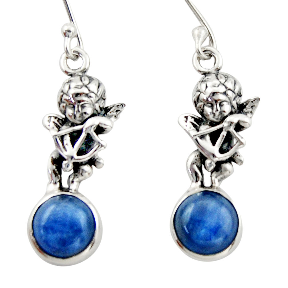 7.89cts natural blue kyanite 925 sterling silver angel earrings jewelry d46786