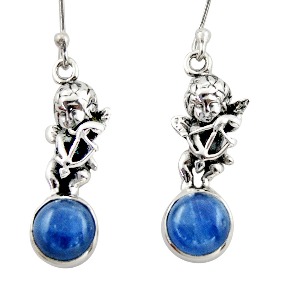 8.05cts natural blue kyanite 925 sterling silver angel earrings jewelry d46788