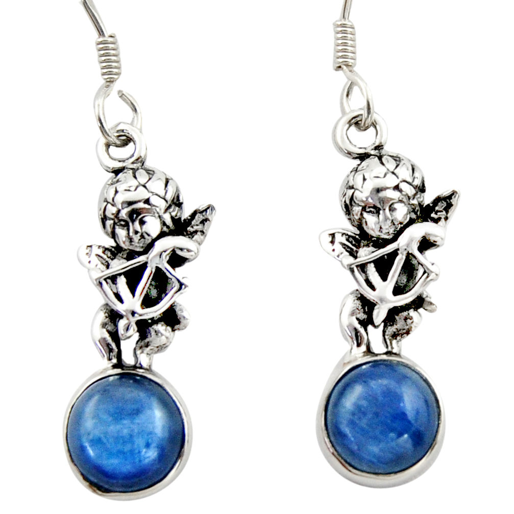 8.05cts natural blue kyanite 925 sterling silver angel earrings jewelry d46790