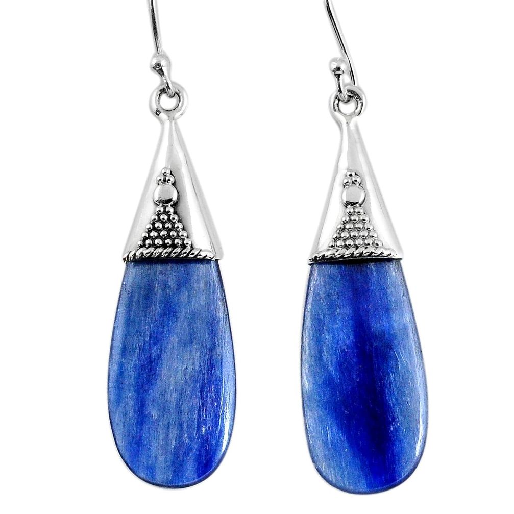 13.68cts natural blue kyanite 925 sterling silver dangle earrings jewelry r57862