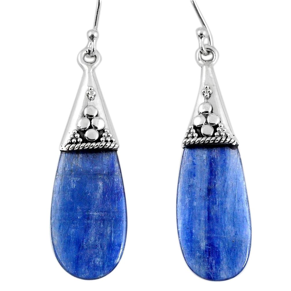 13.05cts natural blue kyanite 925 sterling silver dangle earrings jewelry r57865