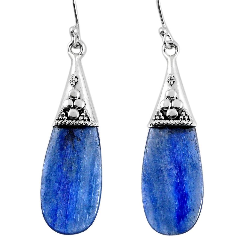 12.71cts natural blue kyanite 925 sterling silver dangle earrings jewelry r57866