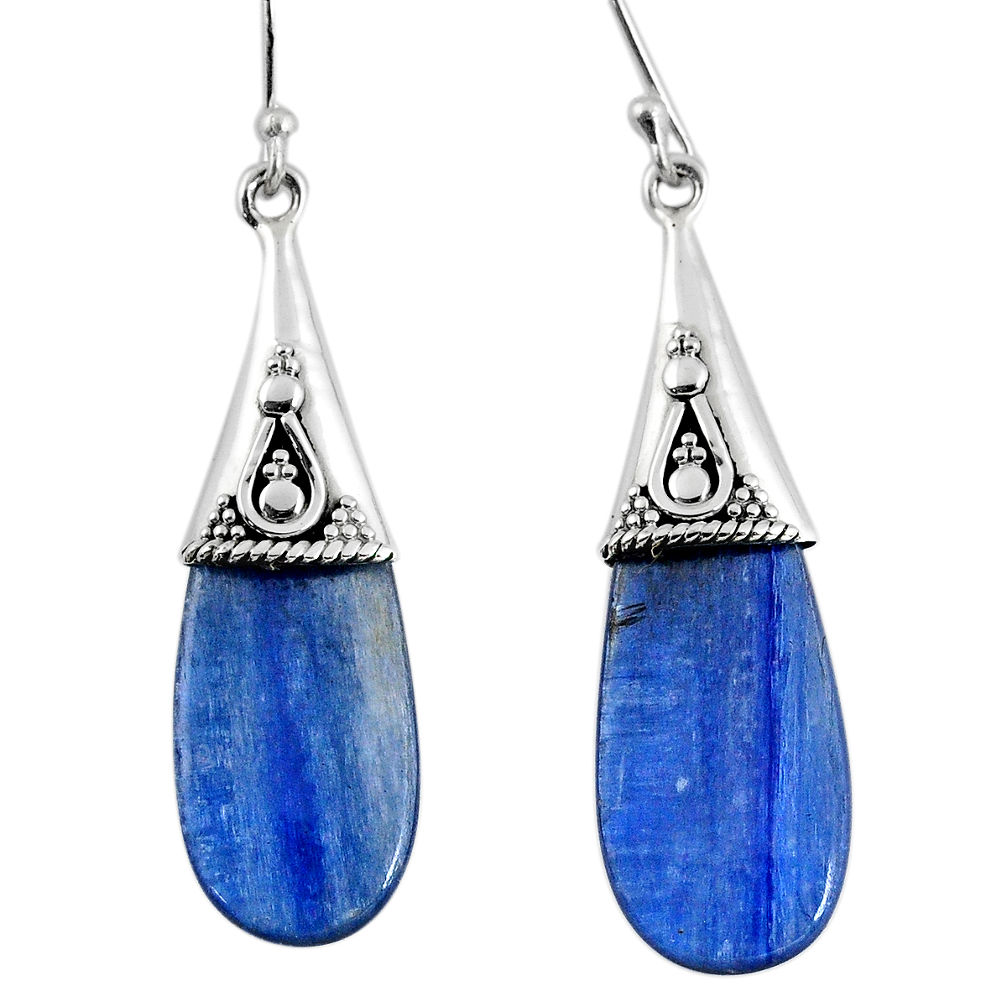 15.68cts natural blue kyanite 925 sterling silver dangle earrings jewelry r57868