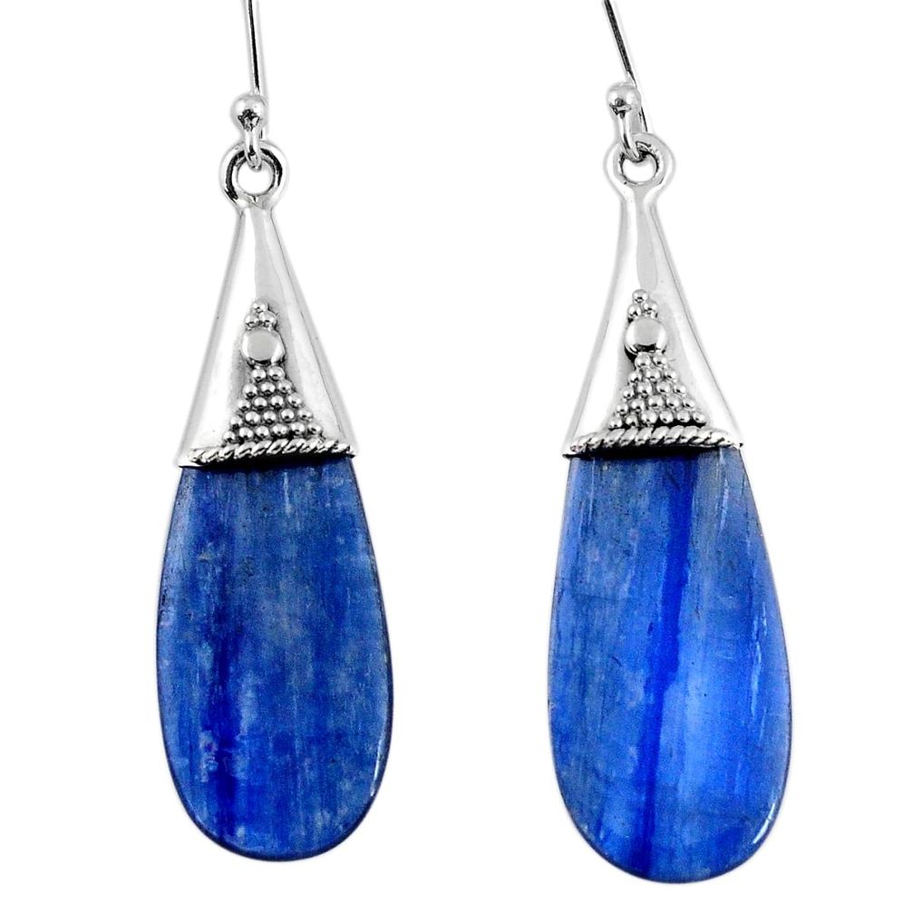13.68cts natural blue kyanite 925 sterling silver dangle earrings jewelry r57869