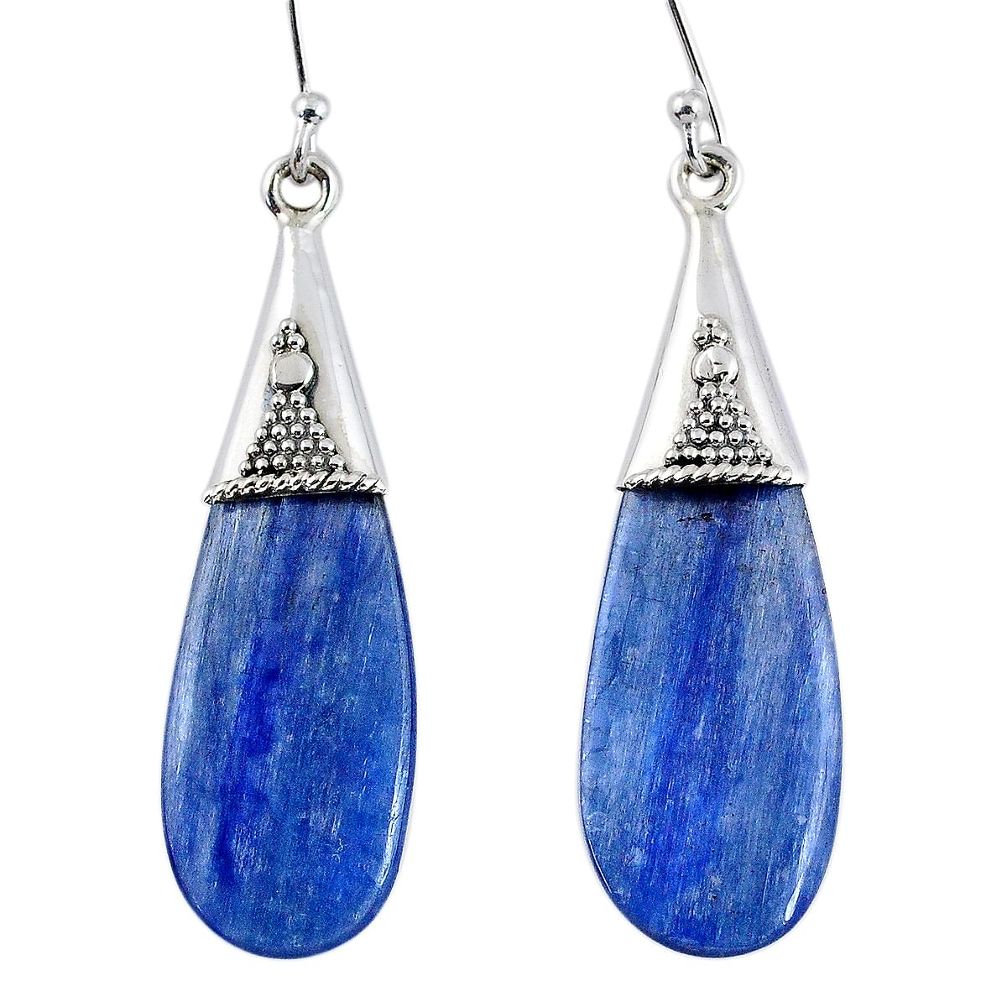 16.28cts natural blue kyanite 925 sterling silver dangle earrings jewelry r57872