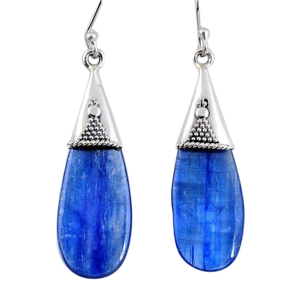 14.72cts natural blue kyanite 925 sterling silver dangle earrings jewelry r57876