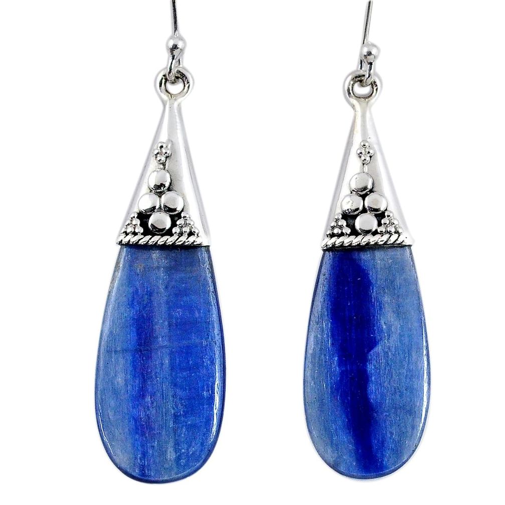 14.22cts natural blue kyanite 925 sterling silver dangle earrings jewelry r57877