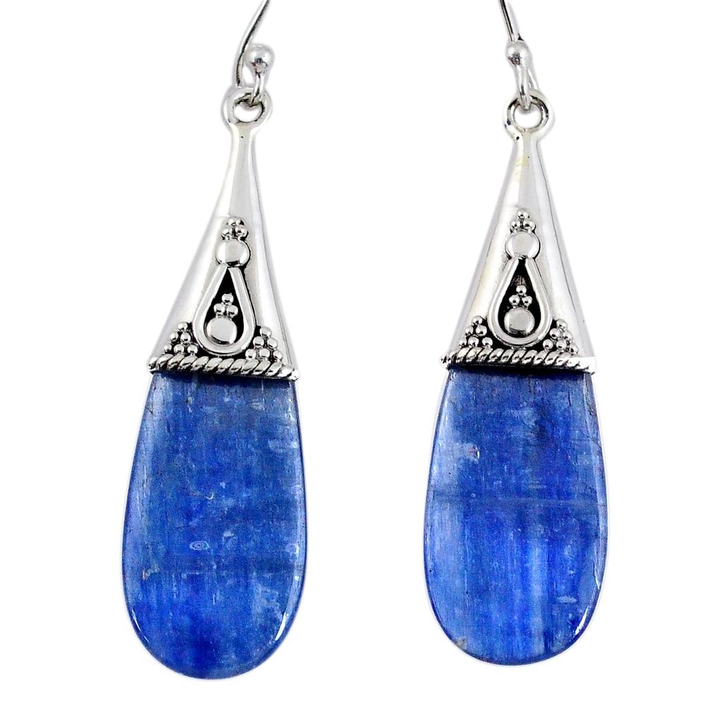 16.82cts natural blue kyanite 925 sterling silver dangle earrings jewelry r57880