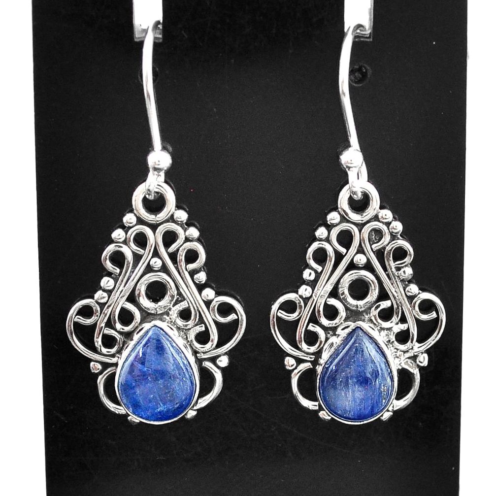 4.80cts natural blue kyanite 925 sterling silver dangle earrings jewelry t2501