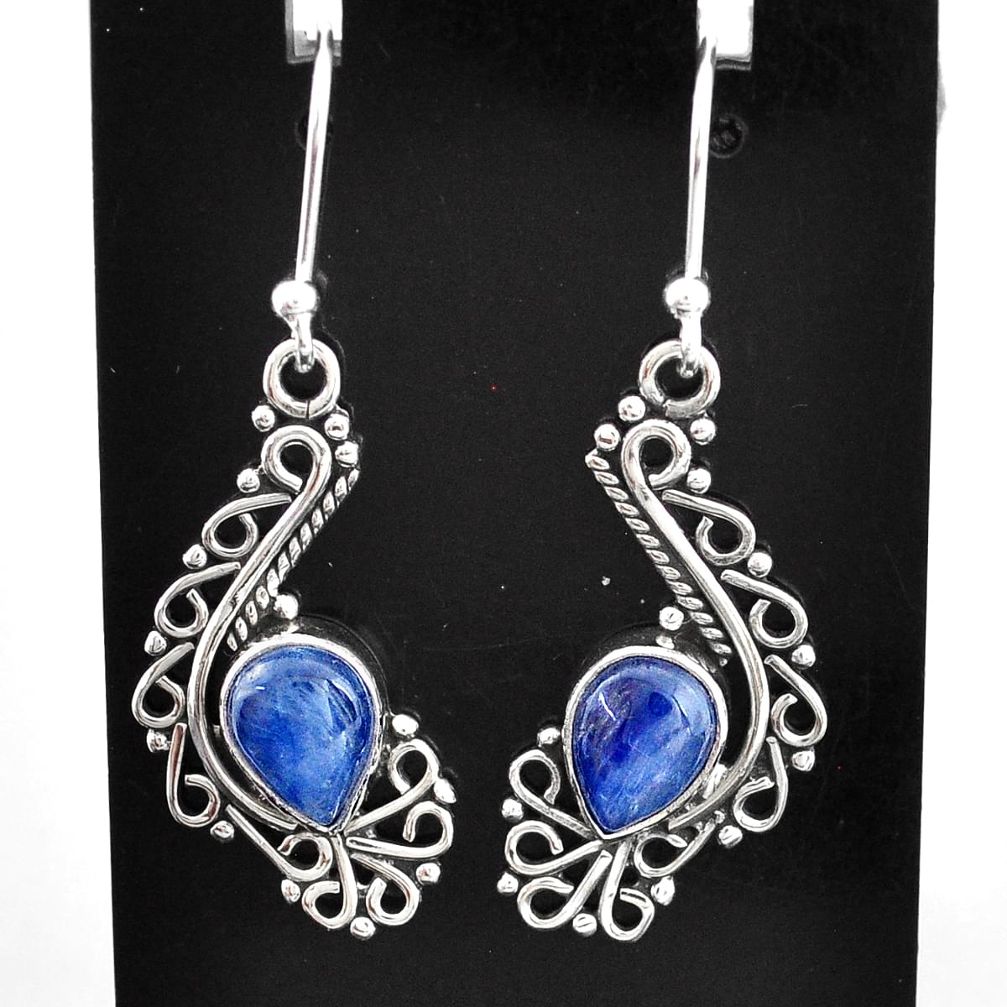 4.43cts natural blue kyanite 925 sterling silver dangle earrings jewelry t2510