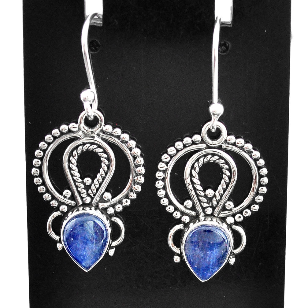 4.06cts natural blue kyanite 925 sterling silver dangle earrings jewelry t2513