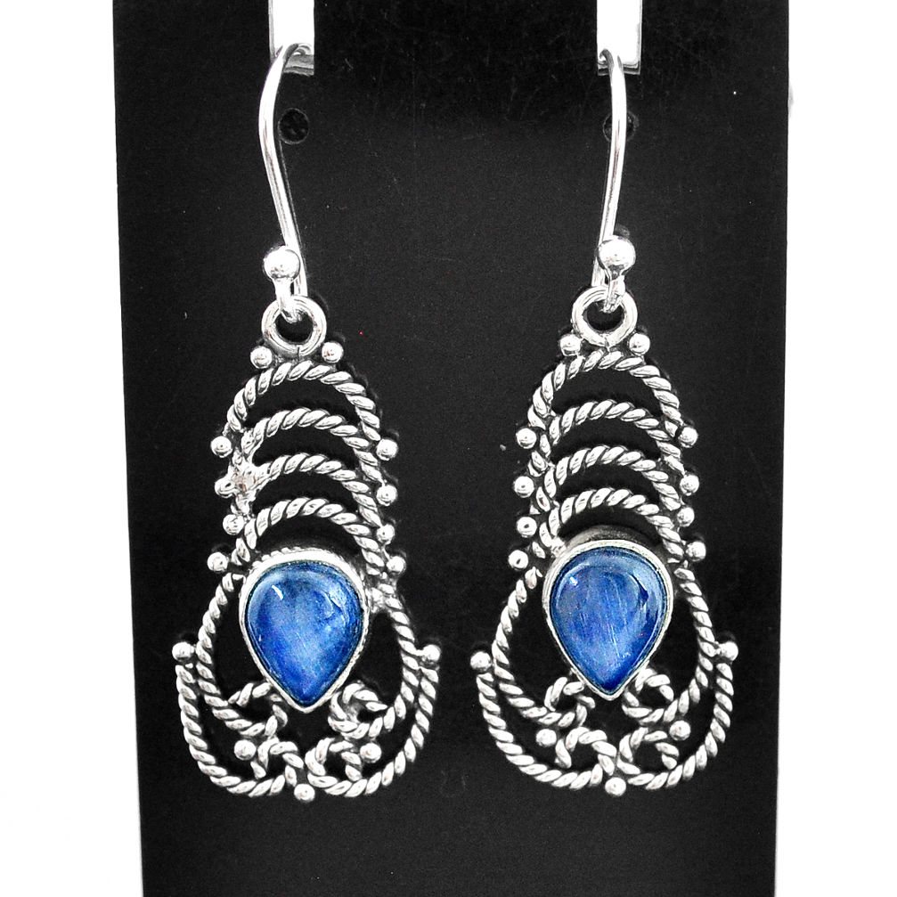 4.70cts natural blue kyanite 925 sterling silver dangle earrings jewelry t2520