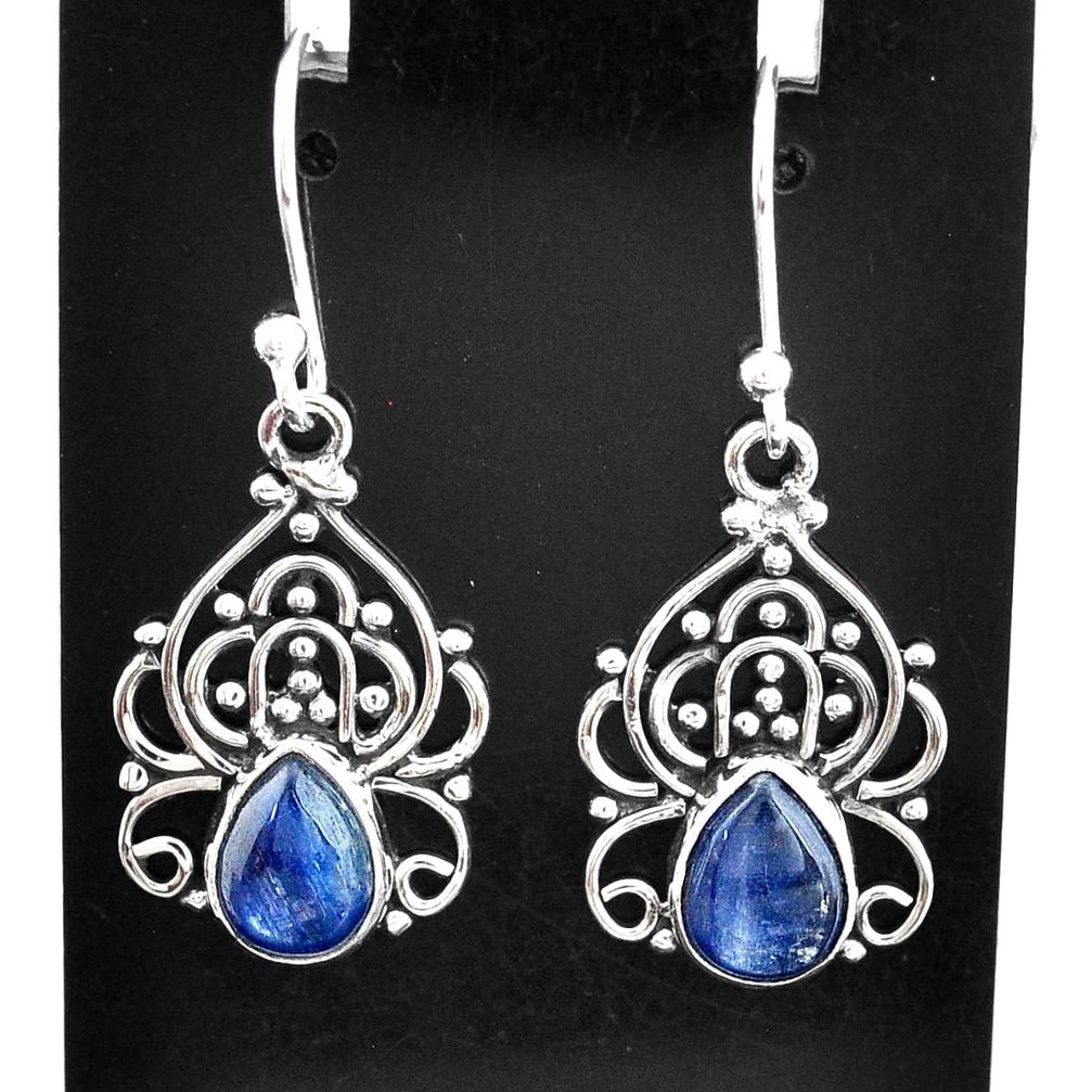 4.16cts natural blue kyanite 925 sterling silver dangle earrings jewelry t2528