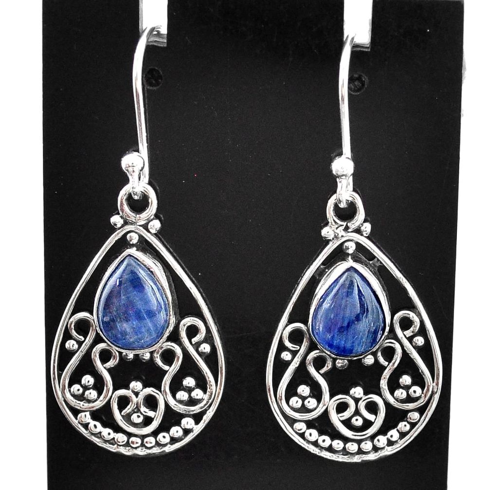 4.04cts natural blue kyanite 925 sterling silver dangle earrings jewelry t2535