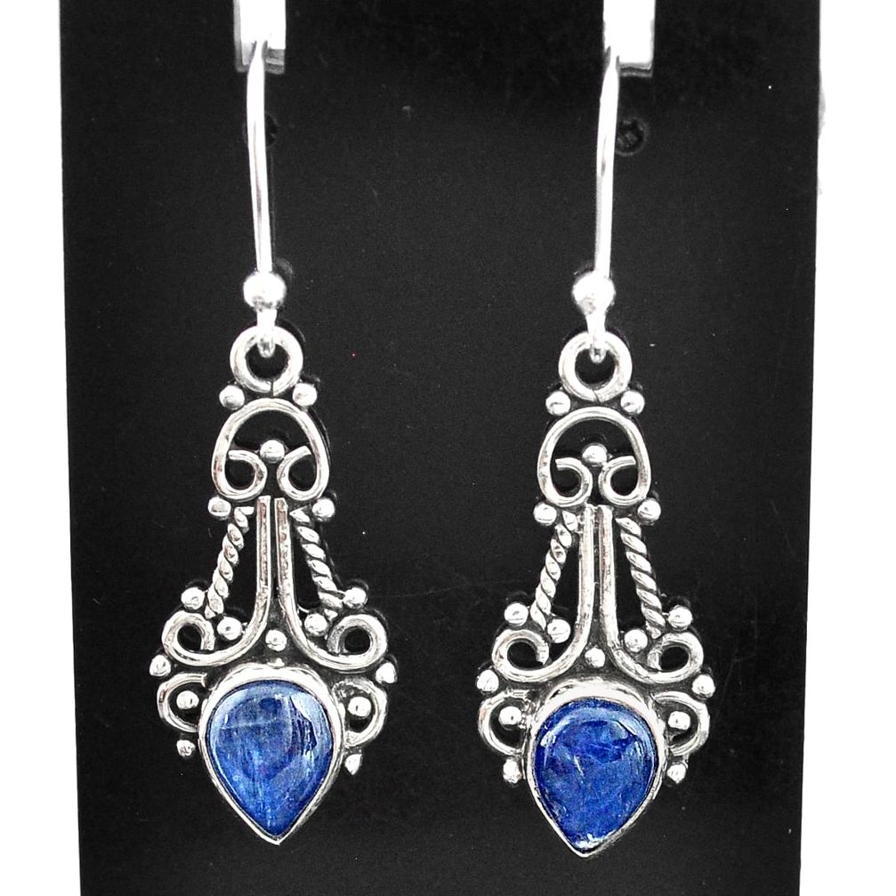 4.18cts natural blue kyanite 925 sterling silver dangle earrings jewelry t2540