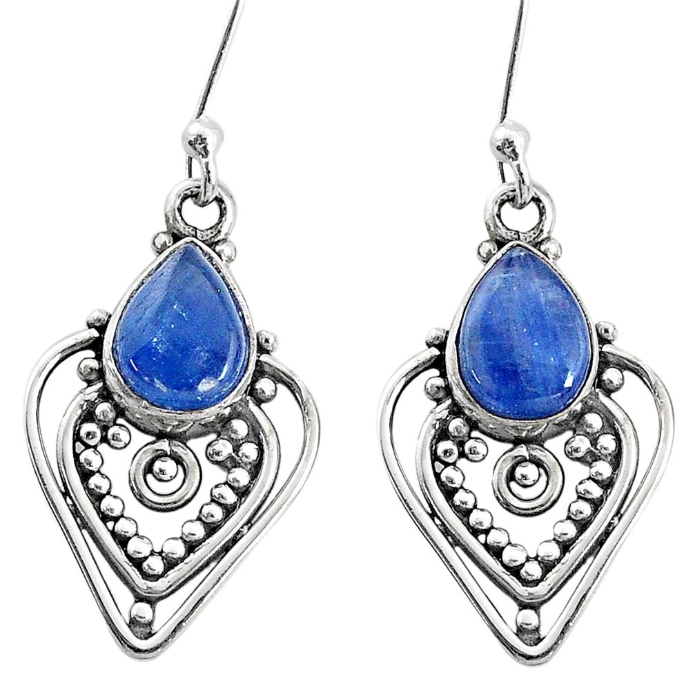 4.12cts natural blue kyanite 925 sterling silver dangle earrings jewelry t2547