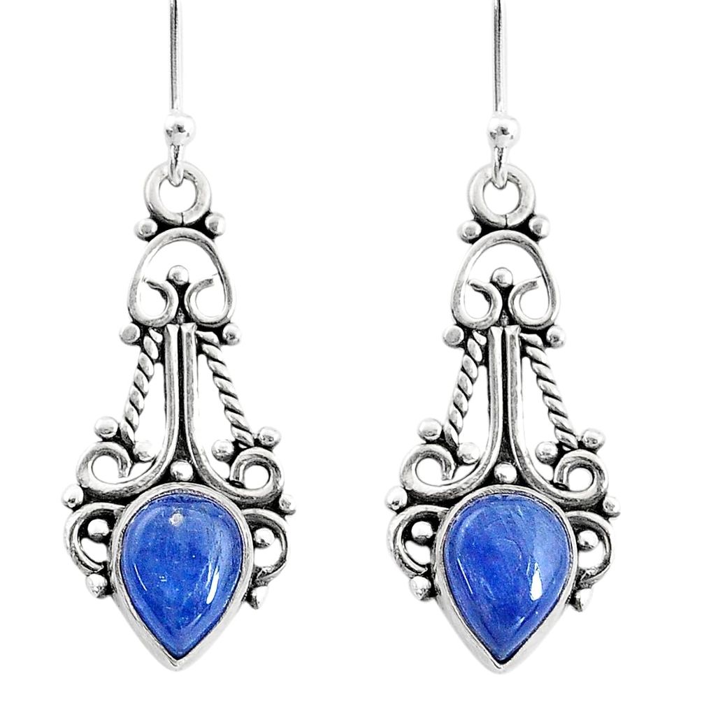 3.91cts natural blue kyanite 925 sterling silver dangle earrings jewelry t2549