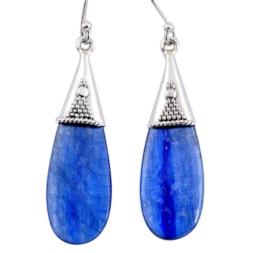 13.68cts natural blue kyanite 925 sterling silver earrings jewelry r57844