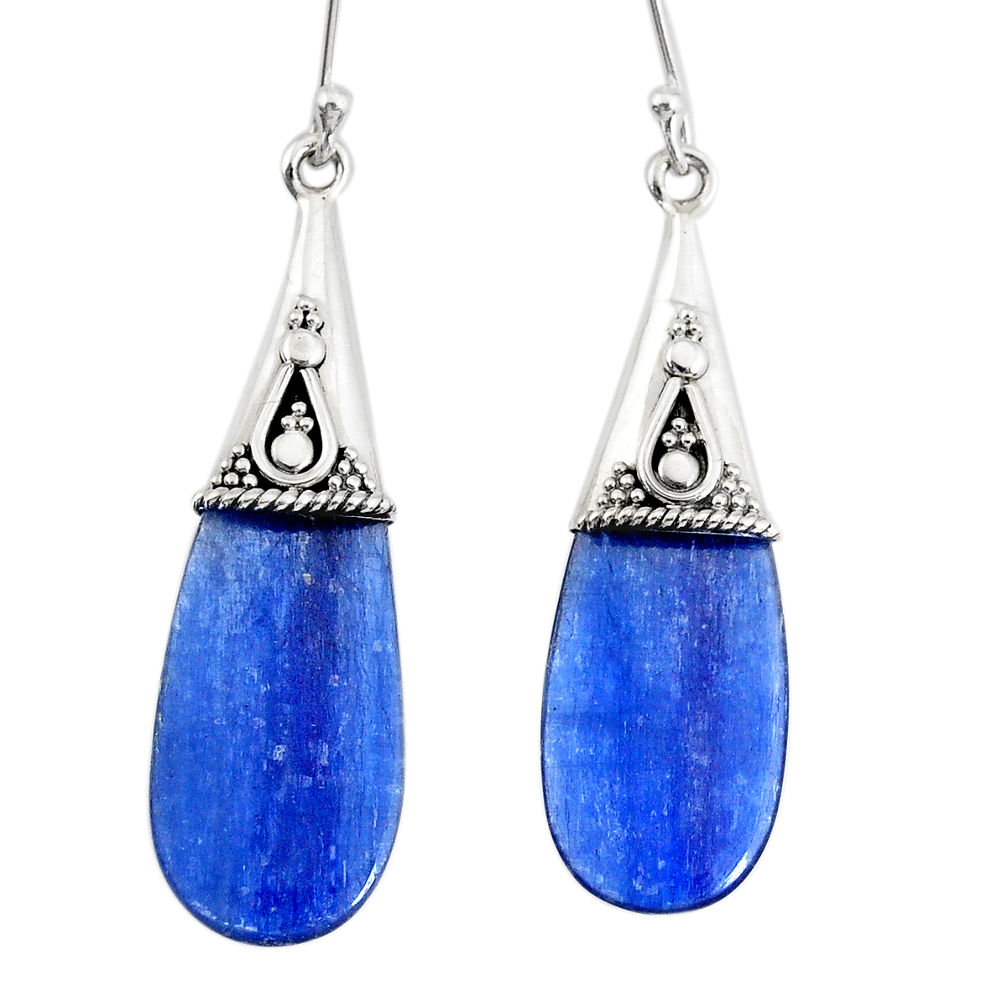 17.08cts natural blue kyanite 925 sterling silver handmade earring r83743