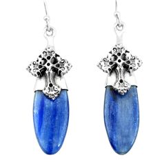 Clearance Sale- 17.18cts natural blue kyanite 925 sterling silver holy cross earrings p66425