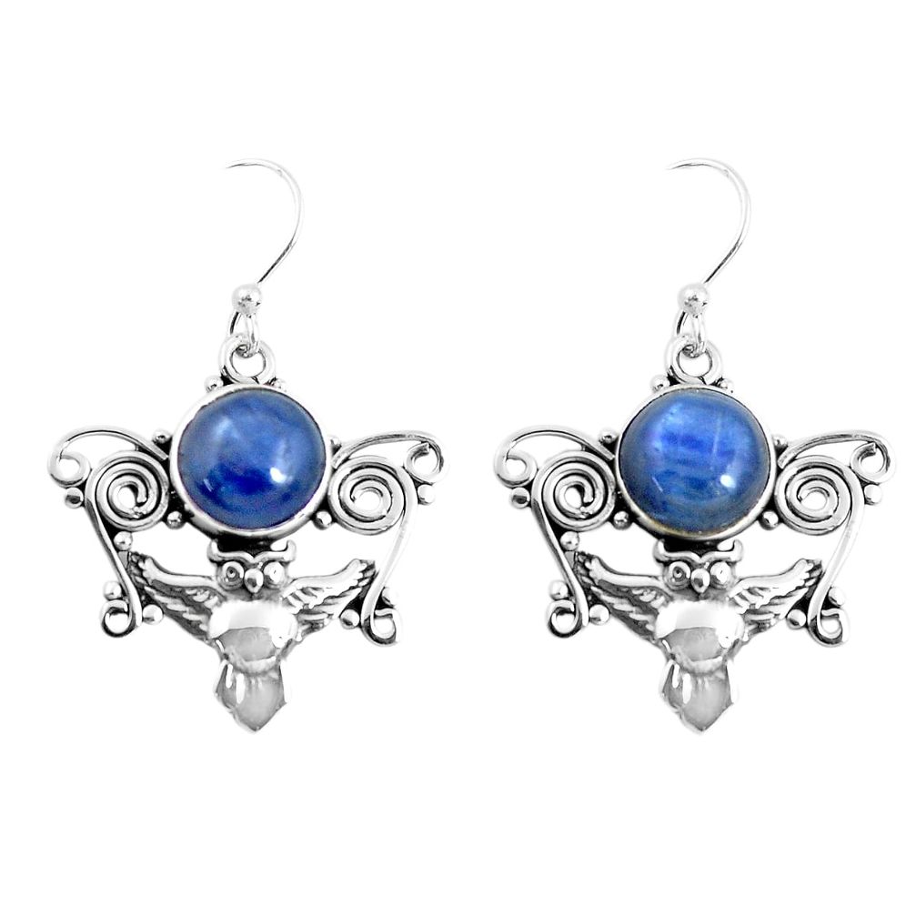 6.56cts natural blue kyanite 925 sterling silver owl earrings jewelry p52070