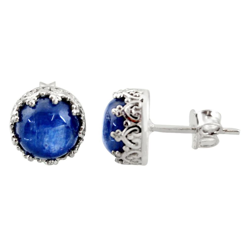 7.01cts natural blue kyanite 925 sterling silver stud earrings jewelry r37623
