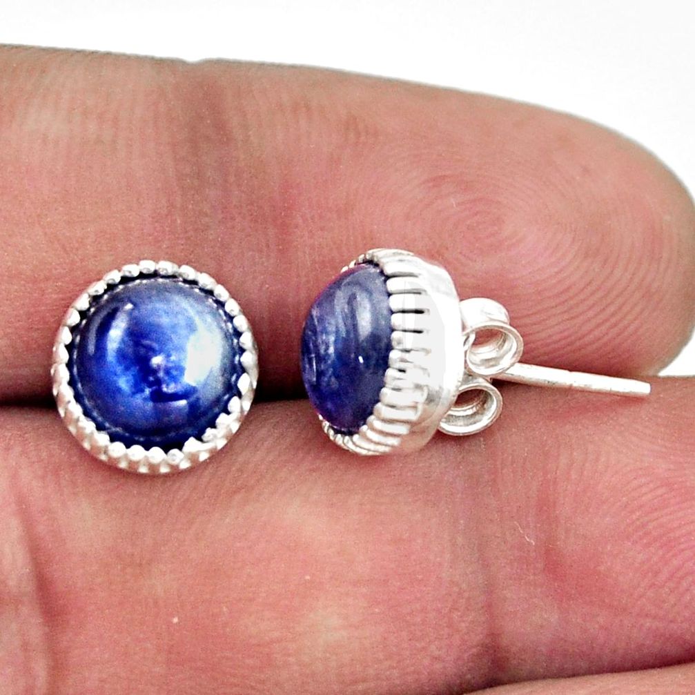 5.13cts natural blue kyanite 925 sterling silver stud earrings jewelry r38561