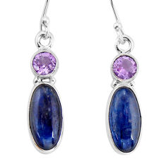 9.16cts natural blue kyanite amethyst 925 sterling silver dangle earrings y80619