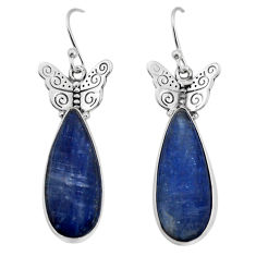 19.80cts natural blue kyanite pear 925 sterling silver butterfly earrings y71720