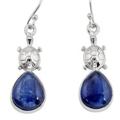 10.73cts natural blue kyanite pear 925 sterling silver tortoise earrings y81251