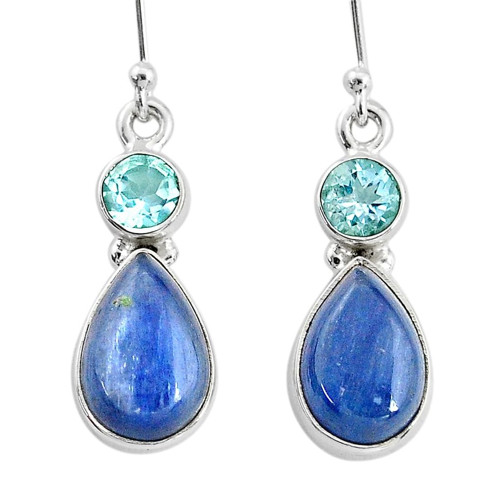 11.20cts natural blue kyanite topaz 925 sterling silver dangle earrings t2581