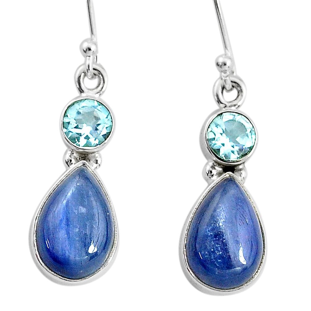 11.57cts natural blue kyanite topaz 925 sterling silver dangle earrings t2585