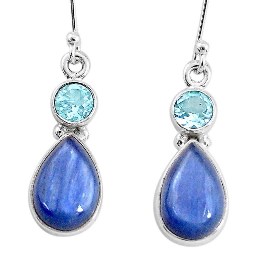 11.73cts natural blue kyanite topaz 925 sterling silver dangle earrings t2586