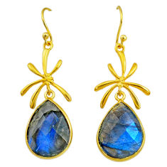 15.46cts natural blue labradorite 14k gold handmade dangle earrings t11480