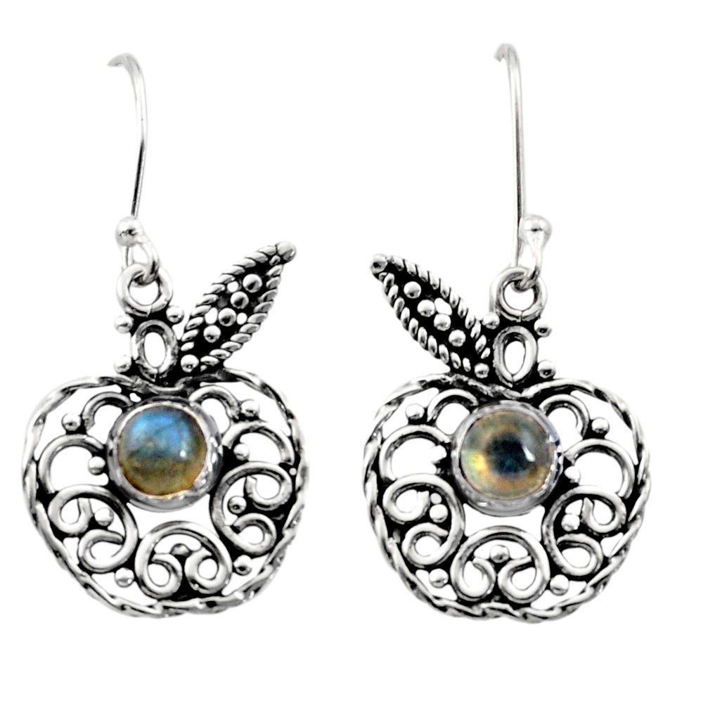 blue labradorite 925 silver dangle apple charm earrings d41065