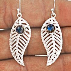 1.77cts natural blue labradorite 925 silver deltoid leaf earrings t91711