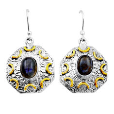 4.38cts natural blue labradorite 925 silver gold dangle earrings jewelry n27866
