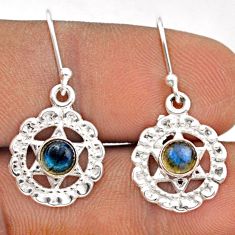1.91cts natural blue labradorite 925 silver star of david earrings t89517