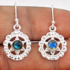 1.92cts natural blue labradorite 925 silver star of david earrings t89519