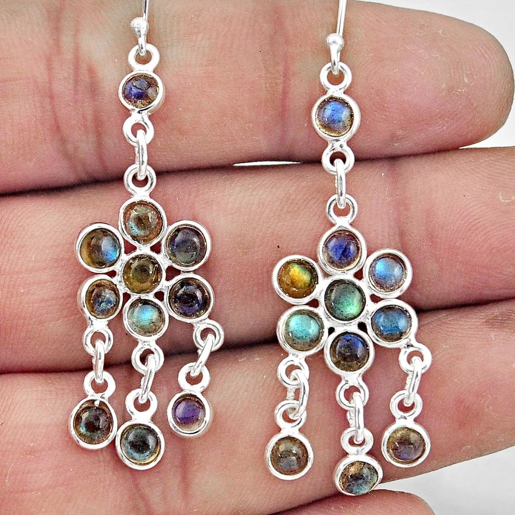 8.68cts natural blue labradorite 925 sterling silver chandelier earrings r45060