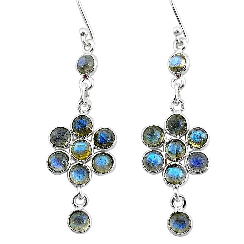 7.11cts natural blue labradorite 925 sterling silver chandelier earrings t4757