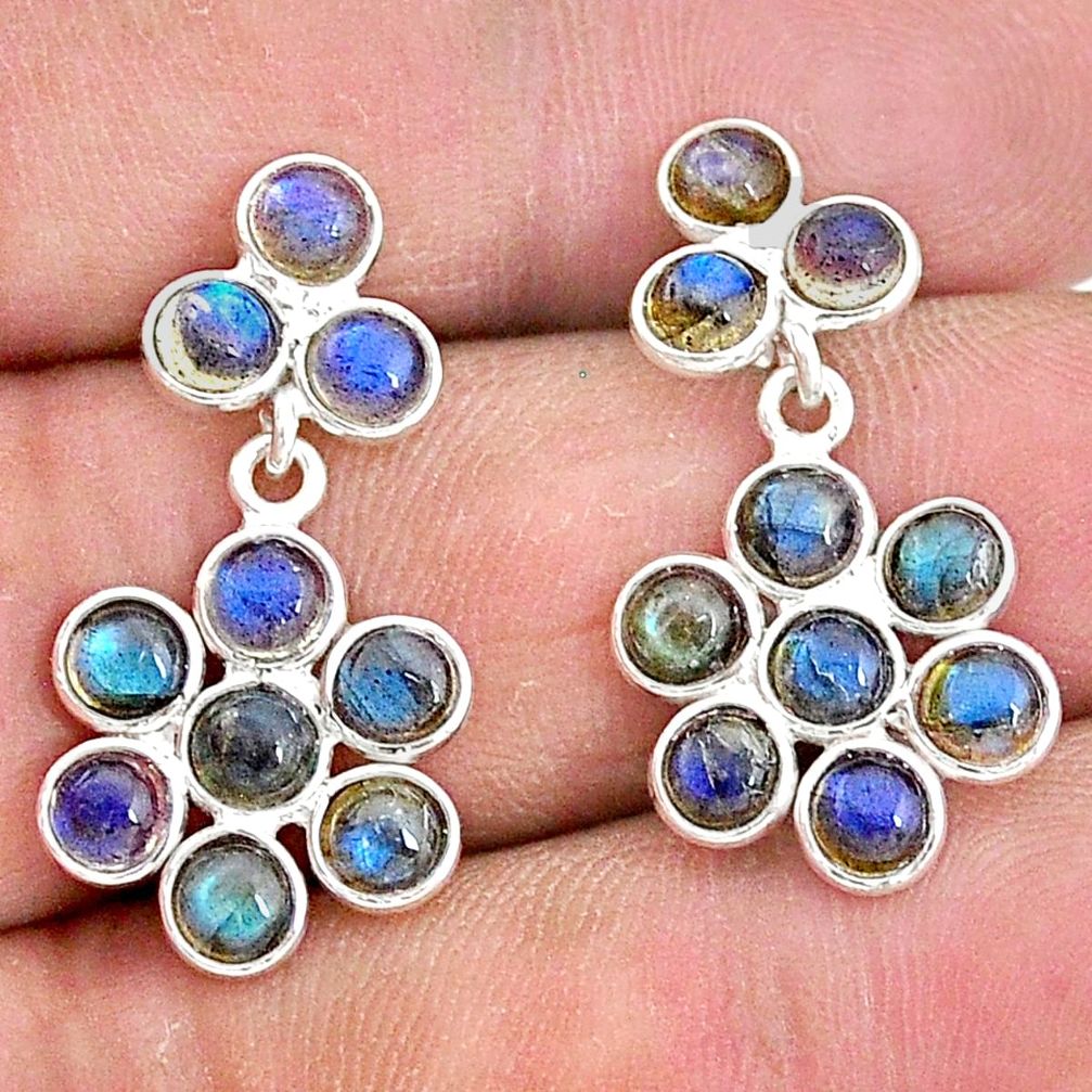 7.17cts natural blue labradorite 925 sterling silver chandelier earrings t4798